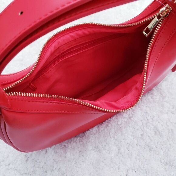 Anthropologie The Brea Faux Leather Shoulder / Crescent Shape Bag Coral NWT - Picture 8 of 10